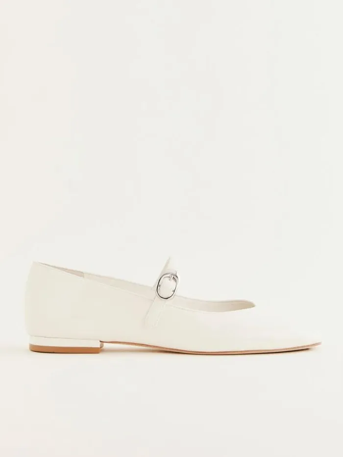 The Reformation Melissa Mary Jane Flat White Patent 8211 Shoes