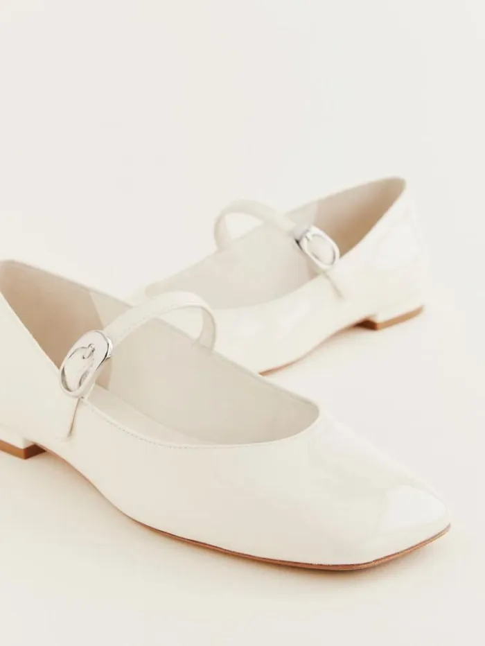 The Reformation Melissa Mary Jane Flat White Patent 8211 Shoes