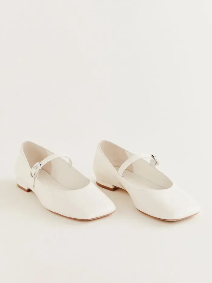 The Reformation Melissa Mary Jane Flat White Patent 8211 Shoes
