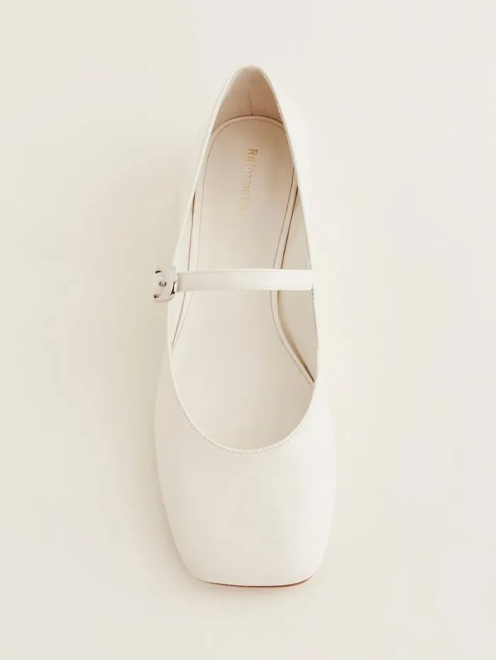 The Reformation Melissa Mary Jane Flat White Patent 8211 Shoes