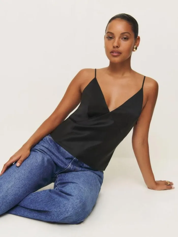 The Reformation Mickey Satin Top Black 8211 Clothing