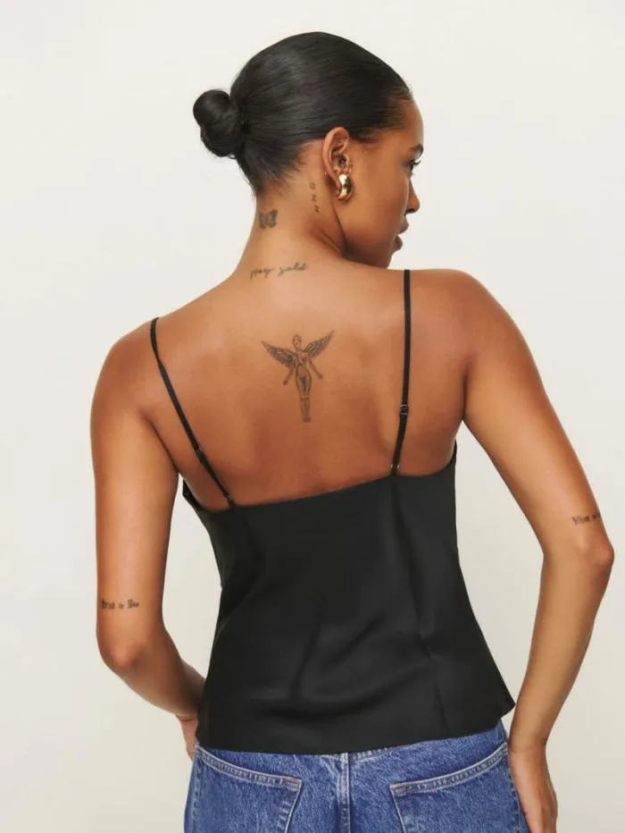 The Reformation Mickey Satin Top Black 8211 Clothing