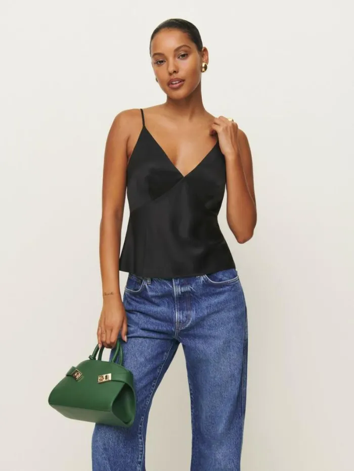 The Reformation Mickey Satin Top Black 8211 Clothing