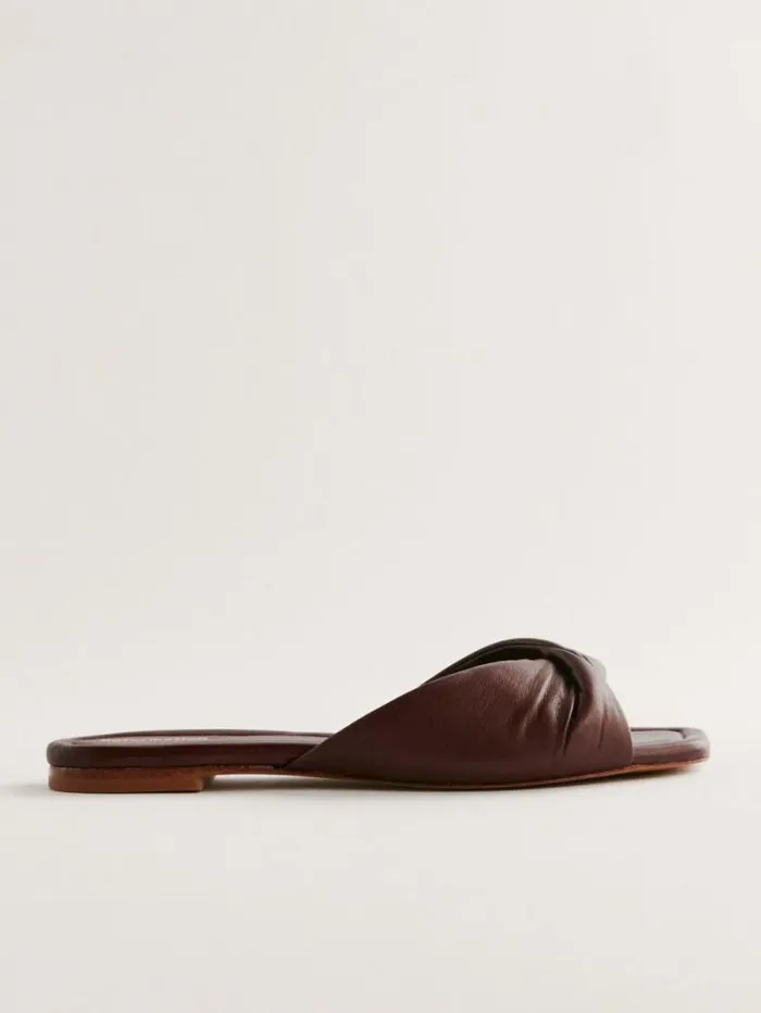 The Reformation Mikki Twist Flat Sandal Chestnut 8211 Shoes