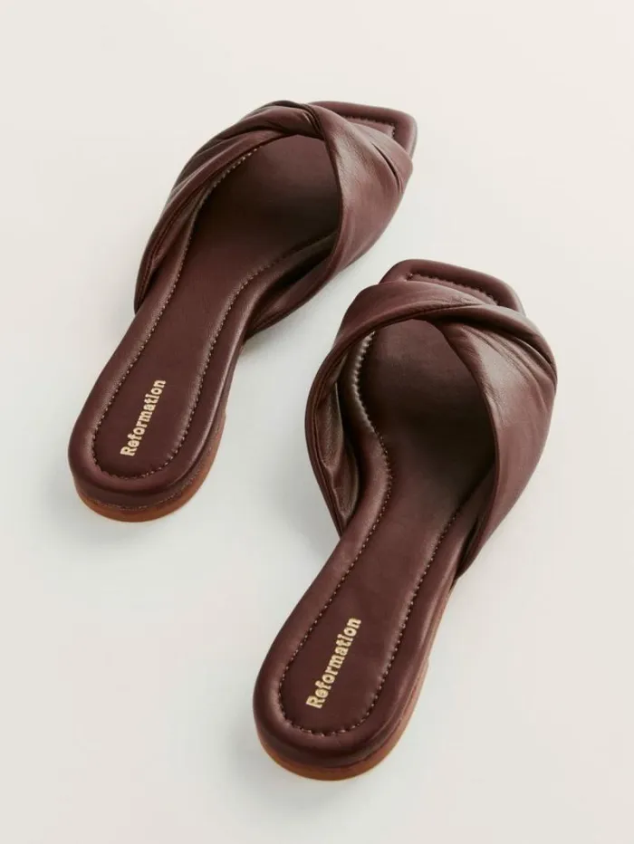 The Reformation Mikki Twist Flat Sandal Chestnut 8211 Shoes