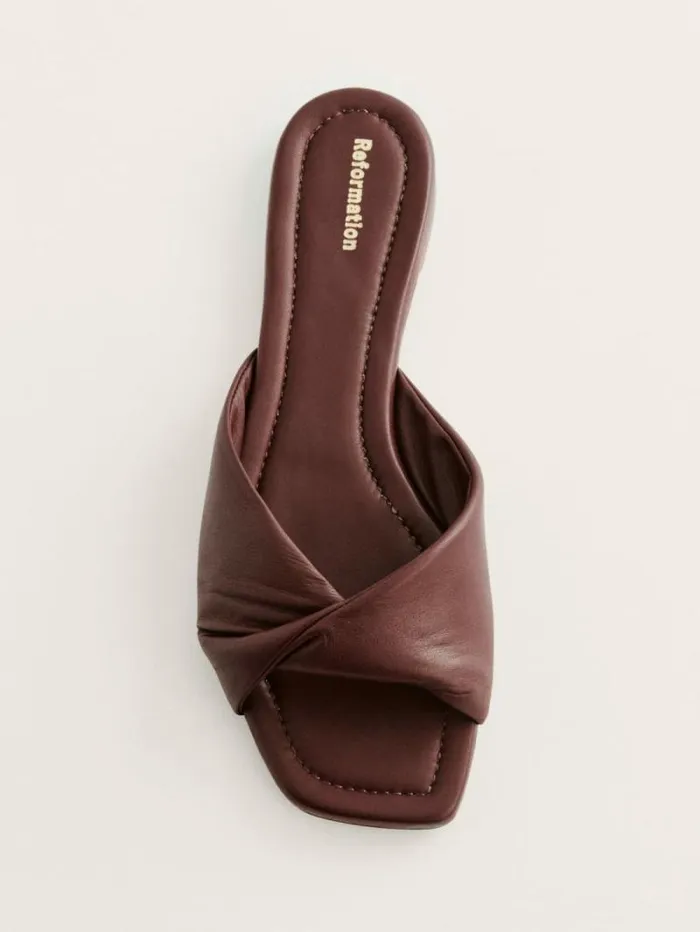 The Reformation Mikki Twist Flat Sandal Chestnut 8211 Shoes