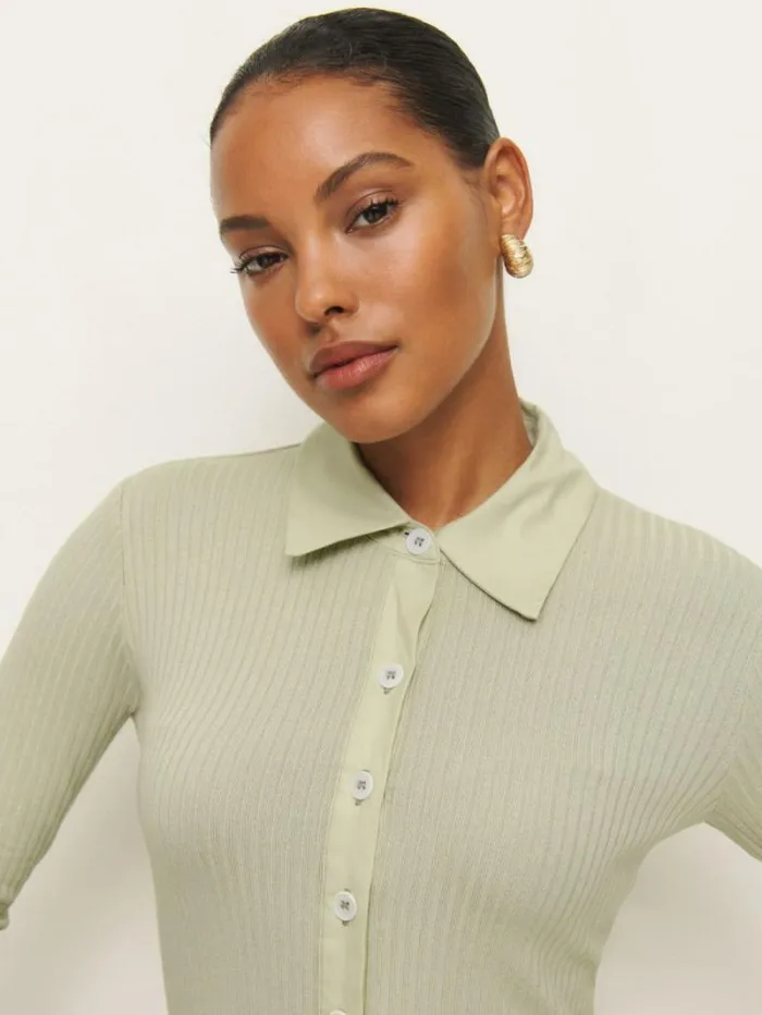 The Reformation Miles Knit Top Dried Herbs 8211 Clothing