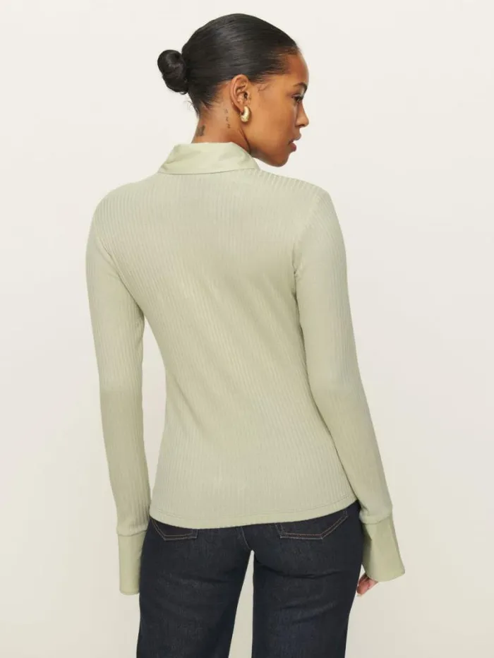 The Reformation Miles Knit Top Dried Herbs 8211 Clothing