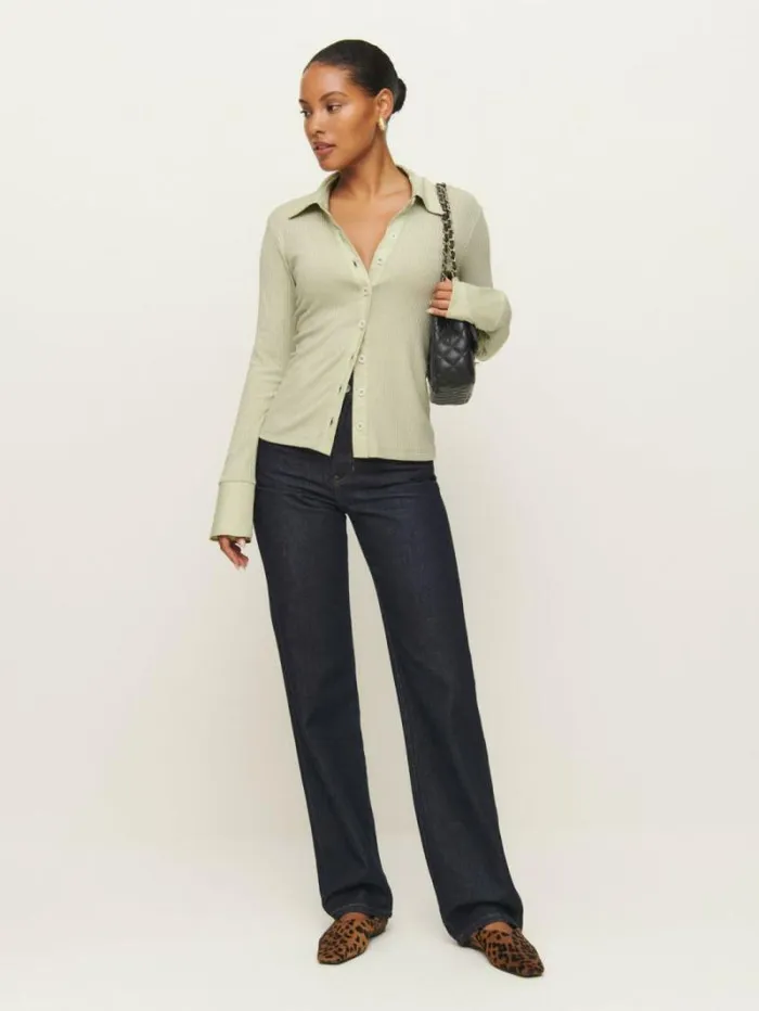 The Reformation Miles Knit Top Dried Herbs 8211 Clothing