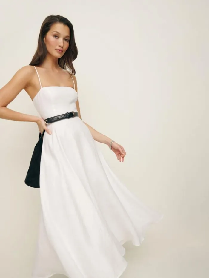 The Reformation Monette Linen Dress White 8211 Clothing