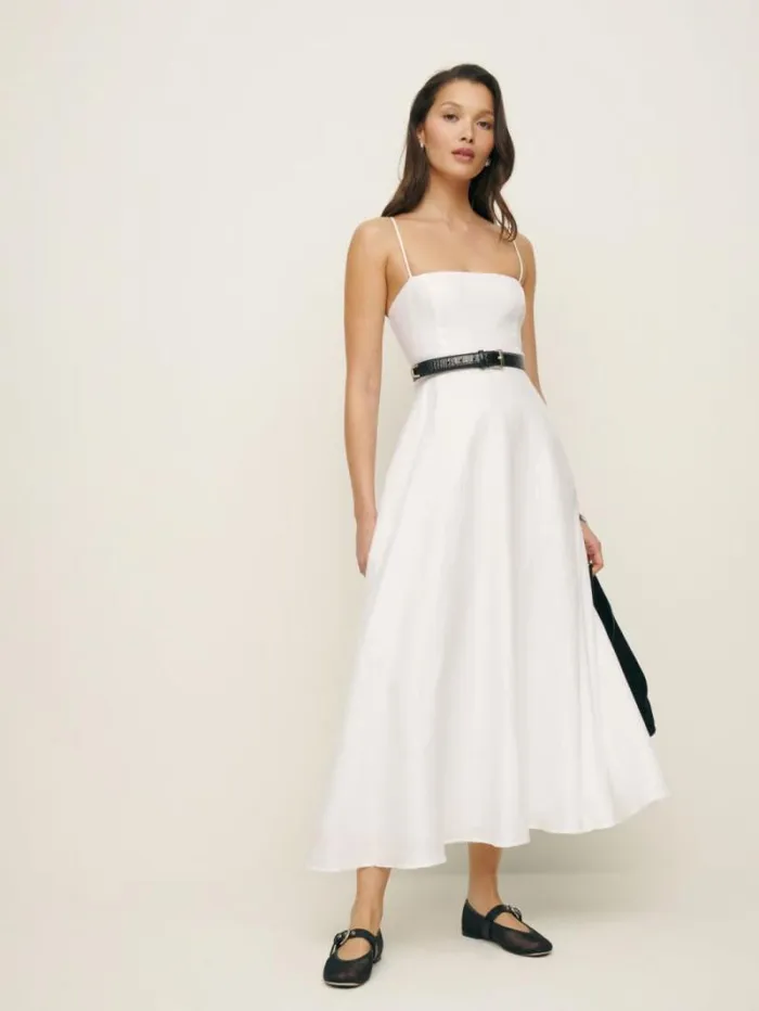 The Reformation Monette Linen Dress White 8211 Clothing