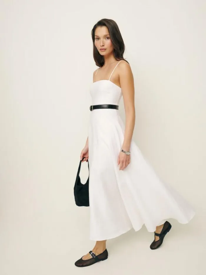 The Reformation Monette Linen Dress White 8211 Clothing