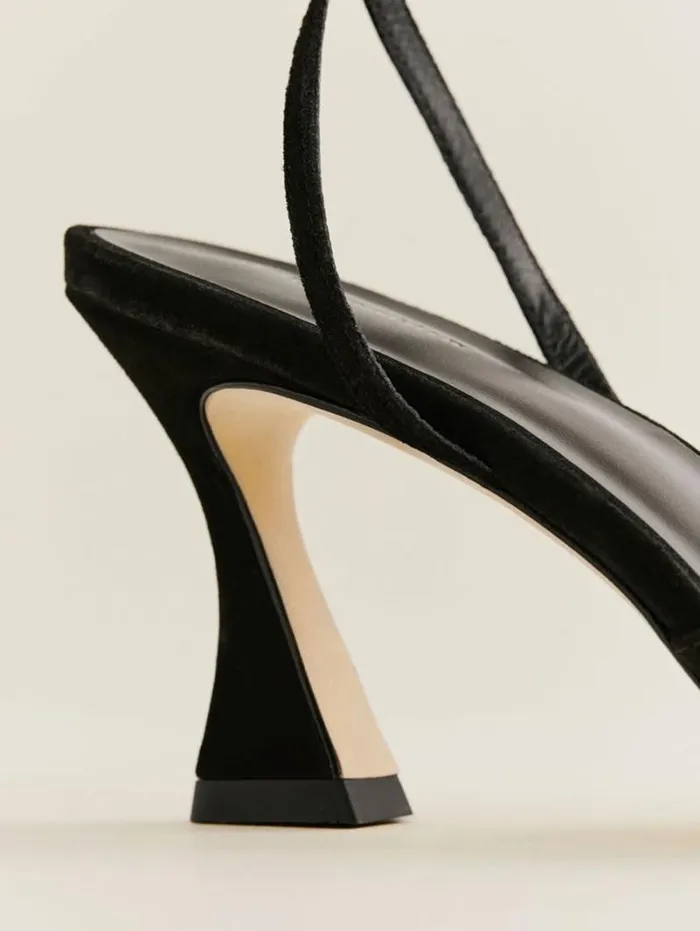 The Reformation Noa Heeled Sandal Black Suede 8211 WeddingsShoes