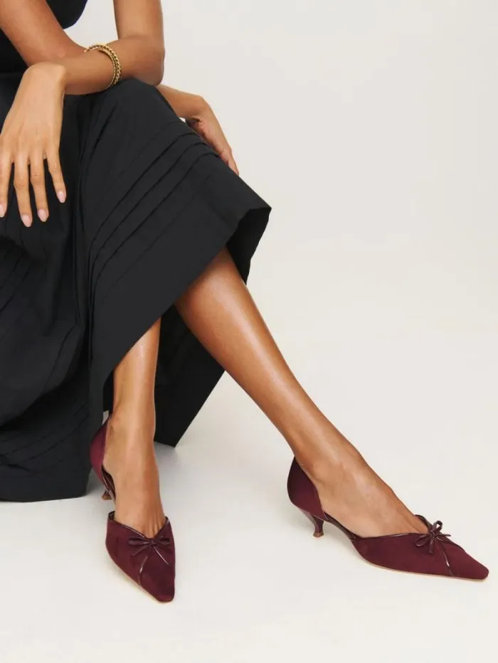 The Reformation Nunzia Kitten Pump Ruby Suede 8211 Shoes