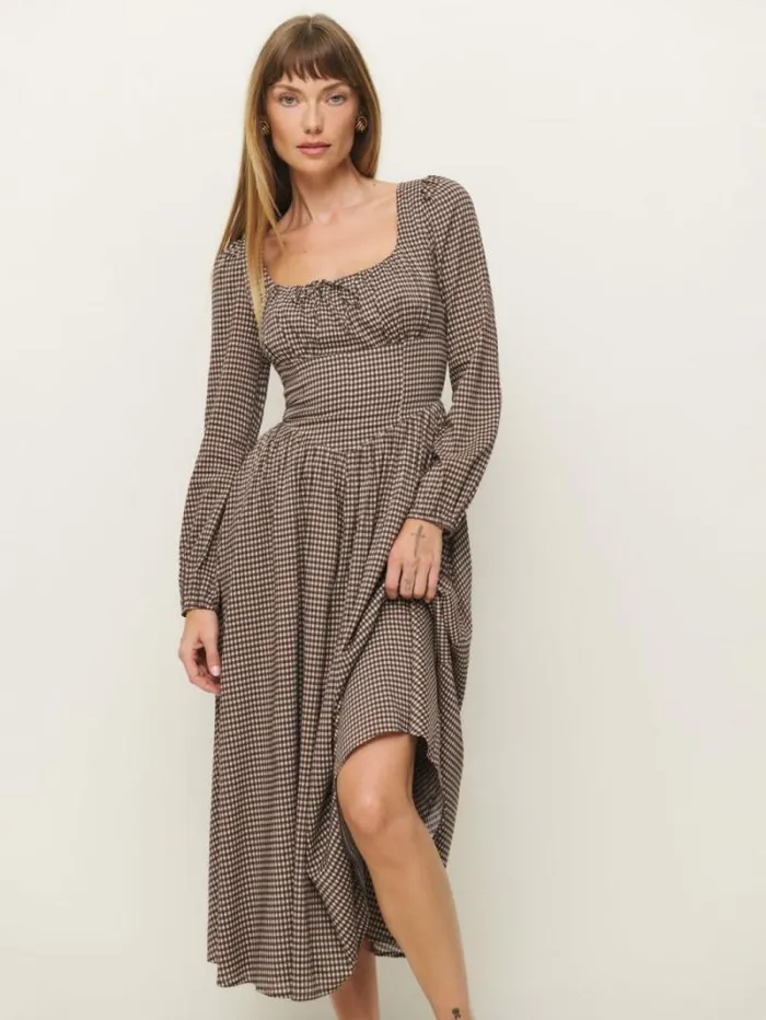 The Reformation Oria Dress Tartine Check 8211 Clothing