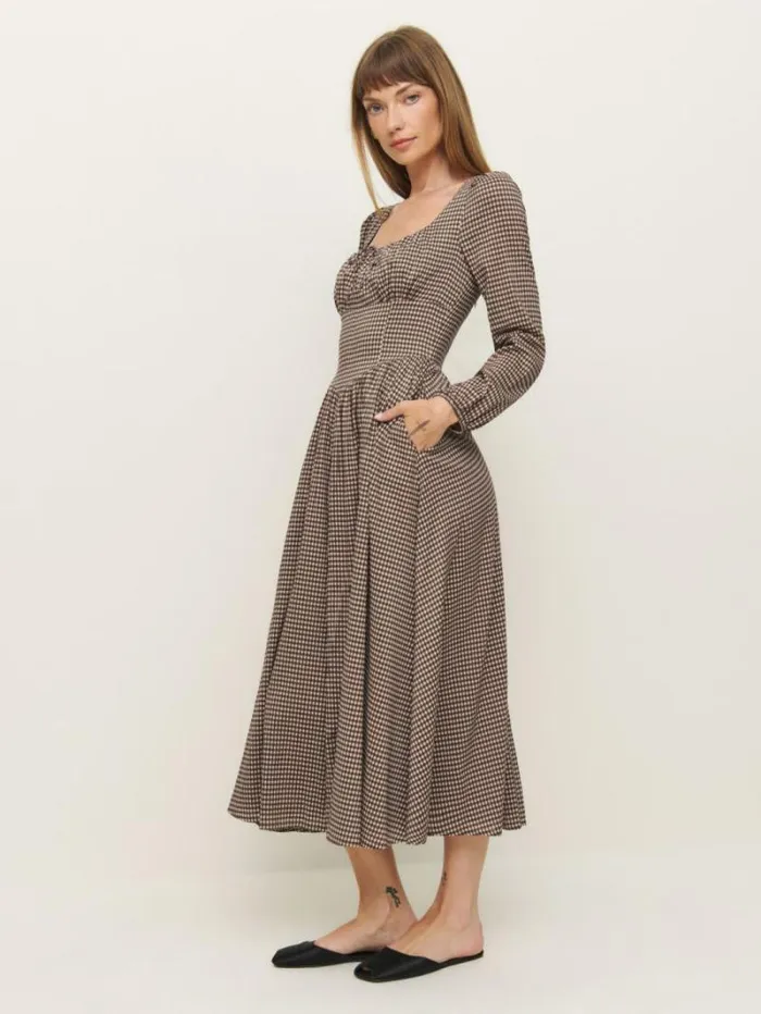 The Reformation Oria Dress Tartine Check 8211 Clothing