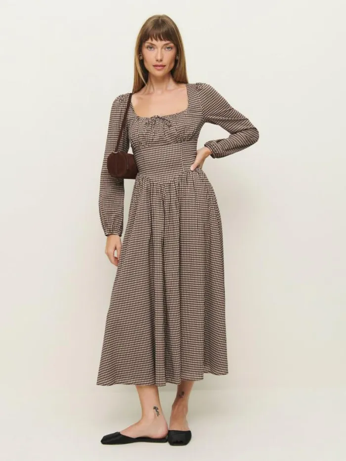 The Reformation Oria Dress Tartine Check 8211 Clothing