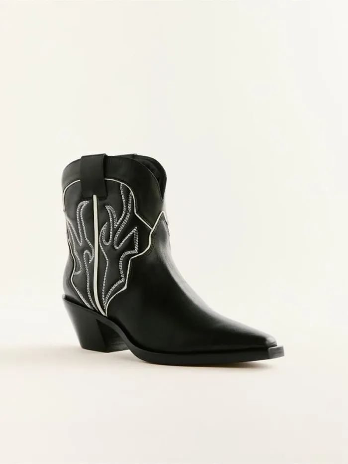 The Reformation Otto Mini Western Boot Black Ivory 8211 Shoes