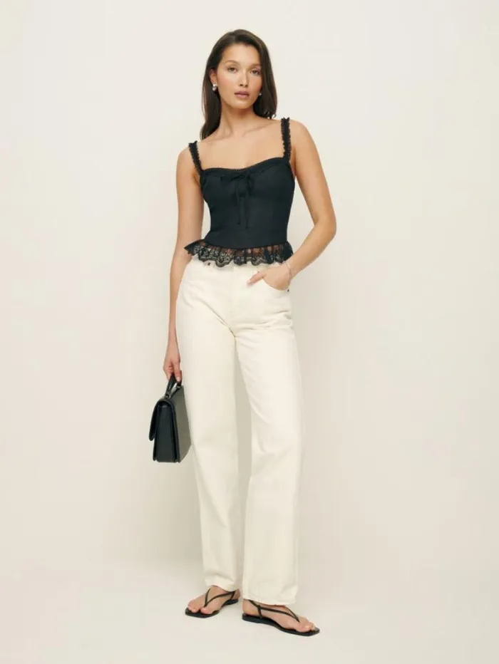 The Reformation Paola Linen Top Black 8211 Clothing