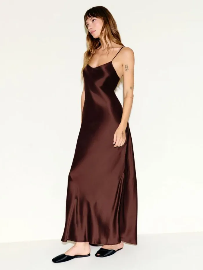 The Reformation Parma Silk Dress Mahogany 8211 ClothingWeddings