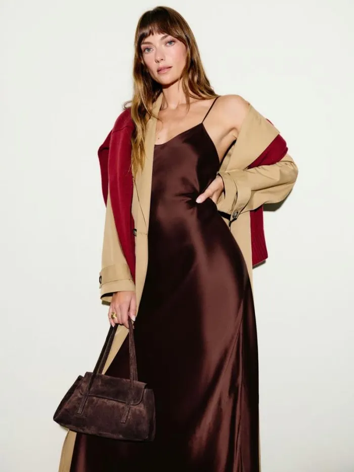 The Reformation Parma Silk Dress Mahogany 8211 ClothingWeddings