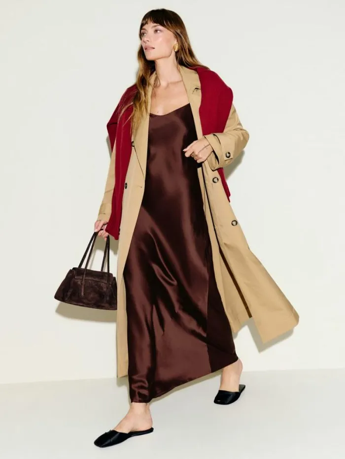 The Reformation Parma Silk Dress Mahogany 8211 ClothingWeddings