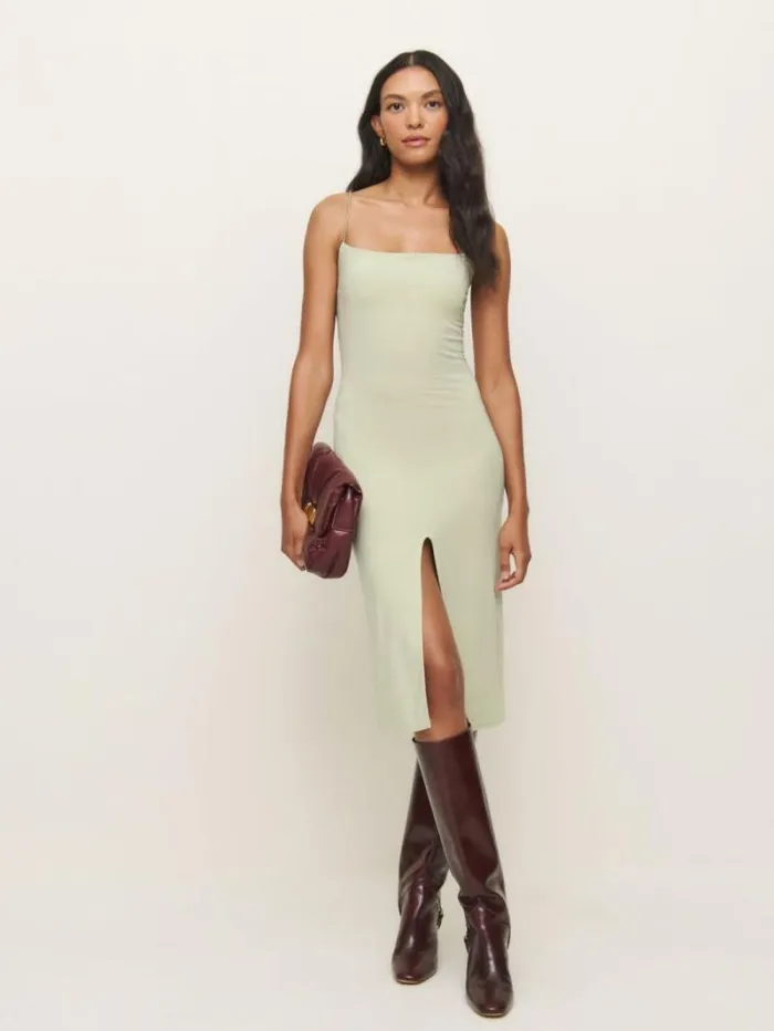 The Reformation Pavia Knit Dress Dried Herbs 8211 Clothing