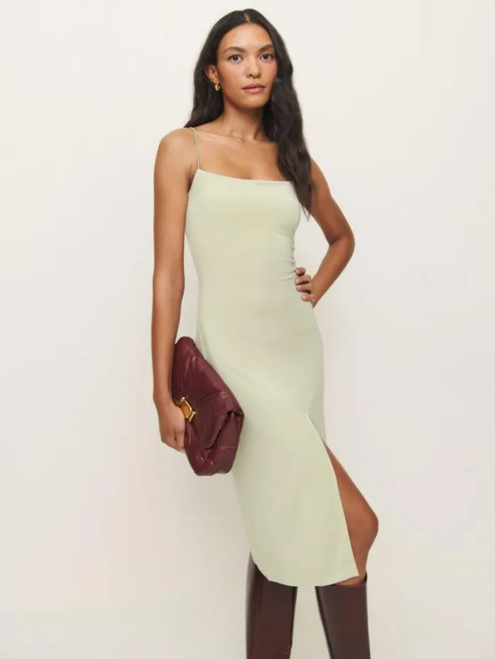 The Reformation Pavia Knit Dress Dried Herbs 8211 Clothing