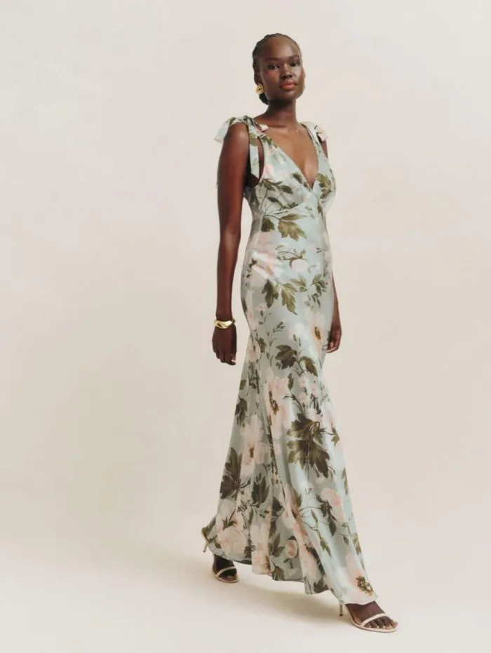 The Reformation Pernille Silk Dress Fauna 8211 Weddings
