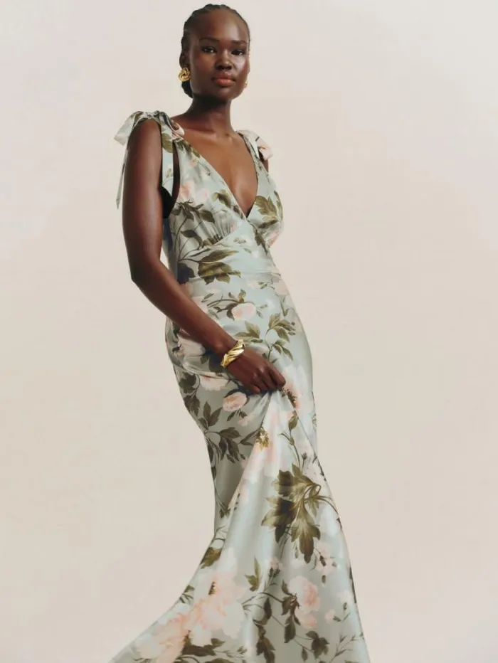 The Reformation Pernille Silk Dress Fauna 8211 Weddings