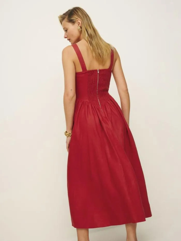 The Reformation Petites Balia Linen Dress Sundried Tomato 8211 Clothing