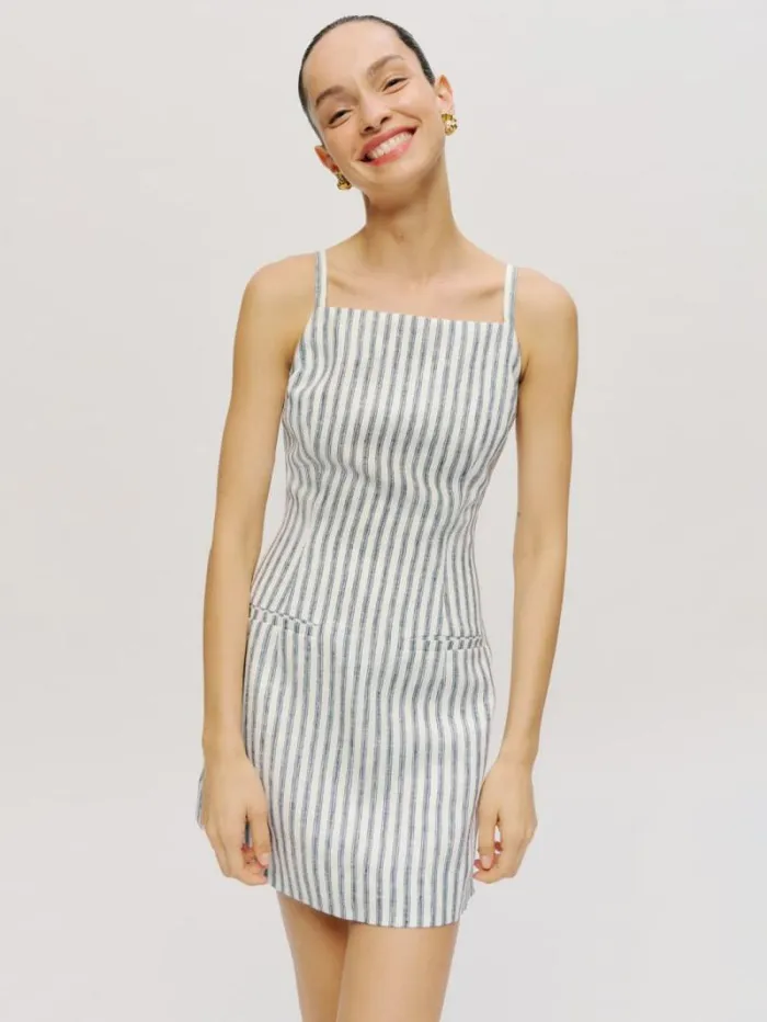 The Reformation Phillipa Linen Dress Antibes Stripe 8211 Clothing