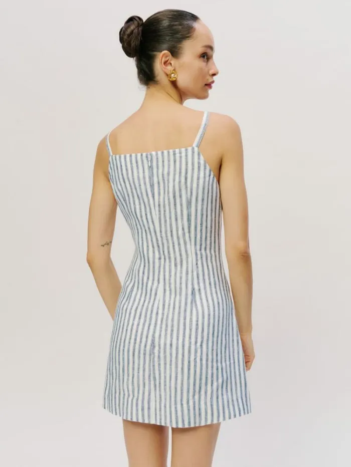 The Reformation Phillipa Linen Dress Antibes Stripe 8211 Clothing