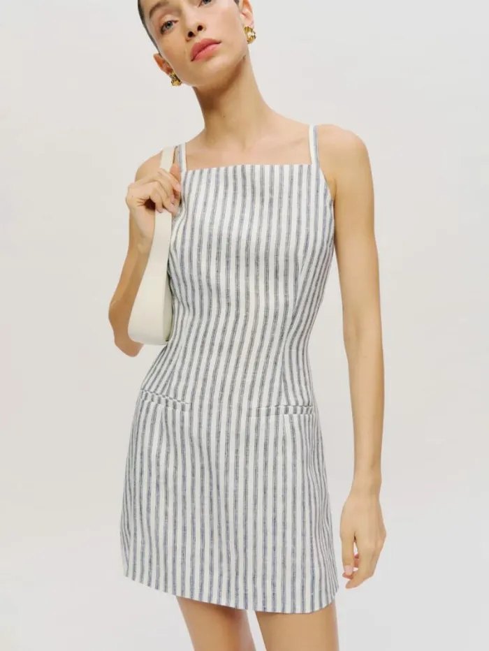 The Reformation Phillipa Linen Dress Antibes Stripe 8211 Clothing