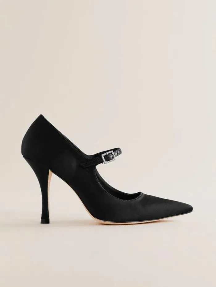The Reformation Polly Mary Jane Pump Black Satin 8211 Shoes