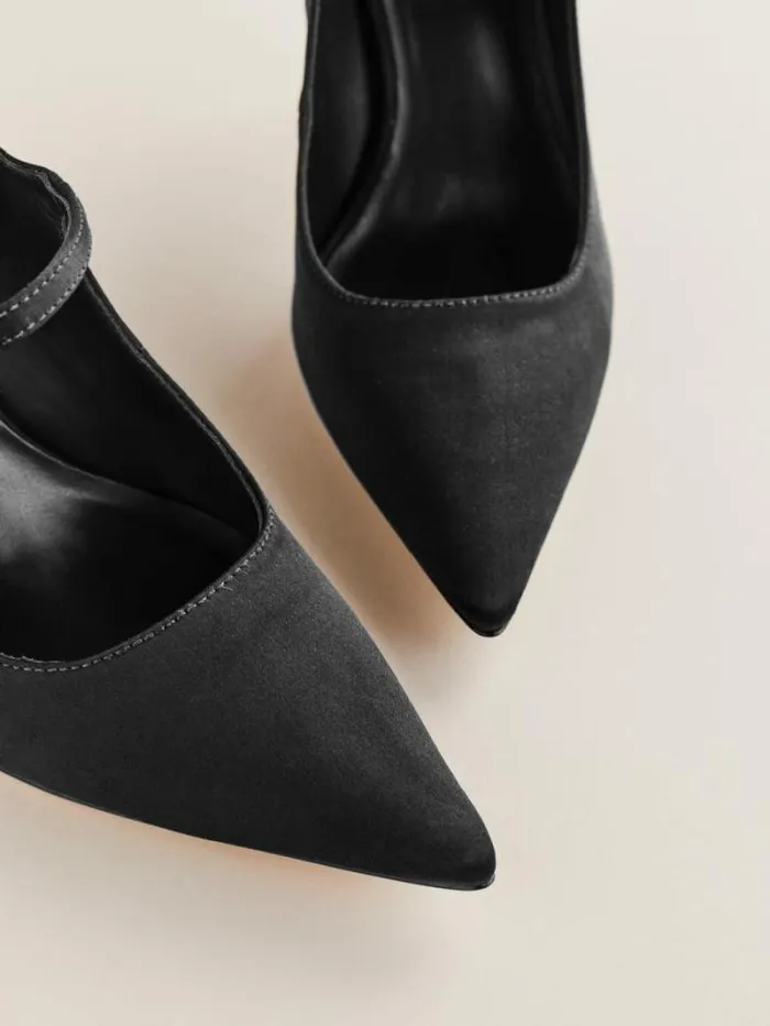 The Reformation Polly Mary Jane Pump Black Satin 8211 Shoes