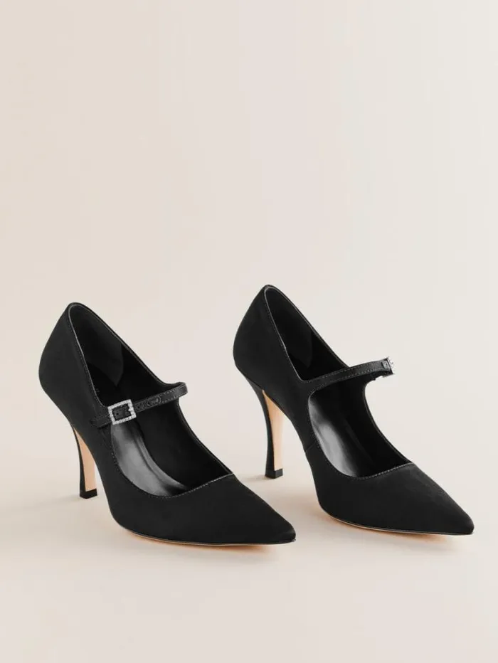The Reformation Polly Mary Jane Pump Black Satin 8211 Shoes