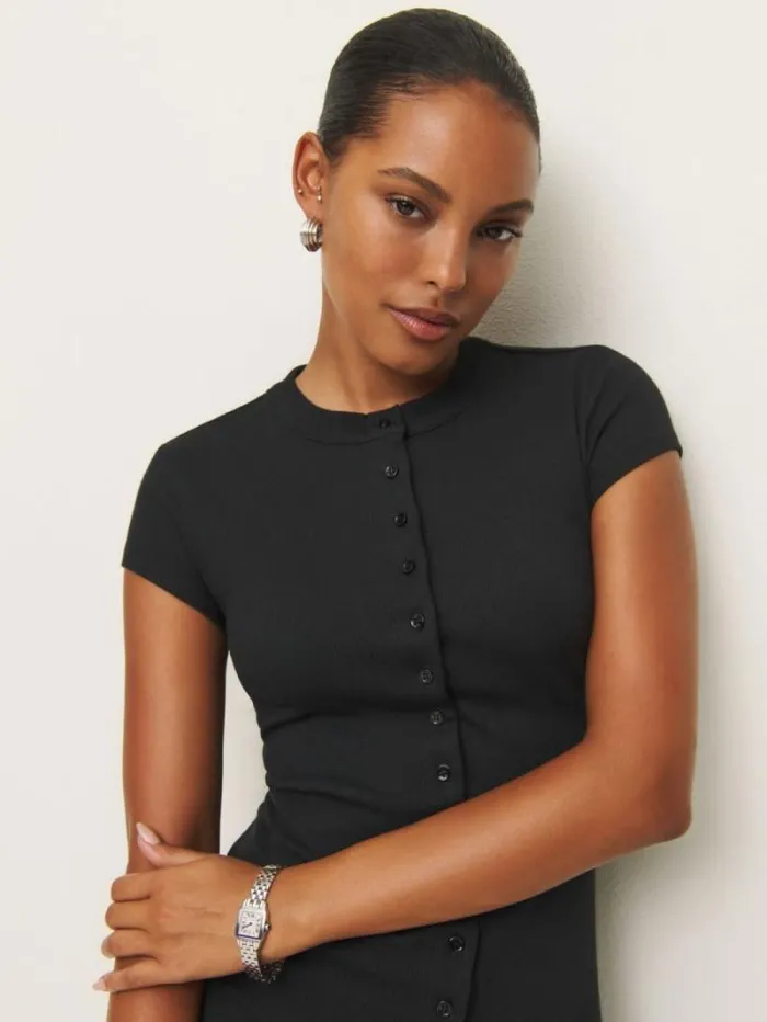 The Reformation Raelynn Knit Dress Black 8211 Clothing