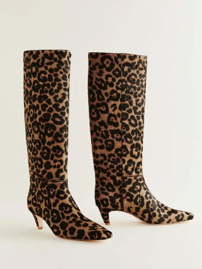 The Reformation Remy Knee Boot Leopard Haircalf 8211 Shoes
