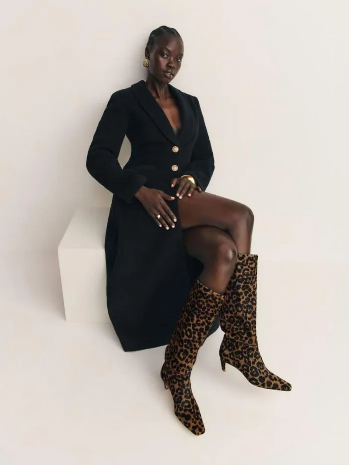 The Reformation Remy Knee Boot Leopard Haircalf 8211 Shoes