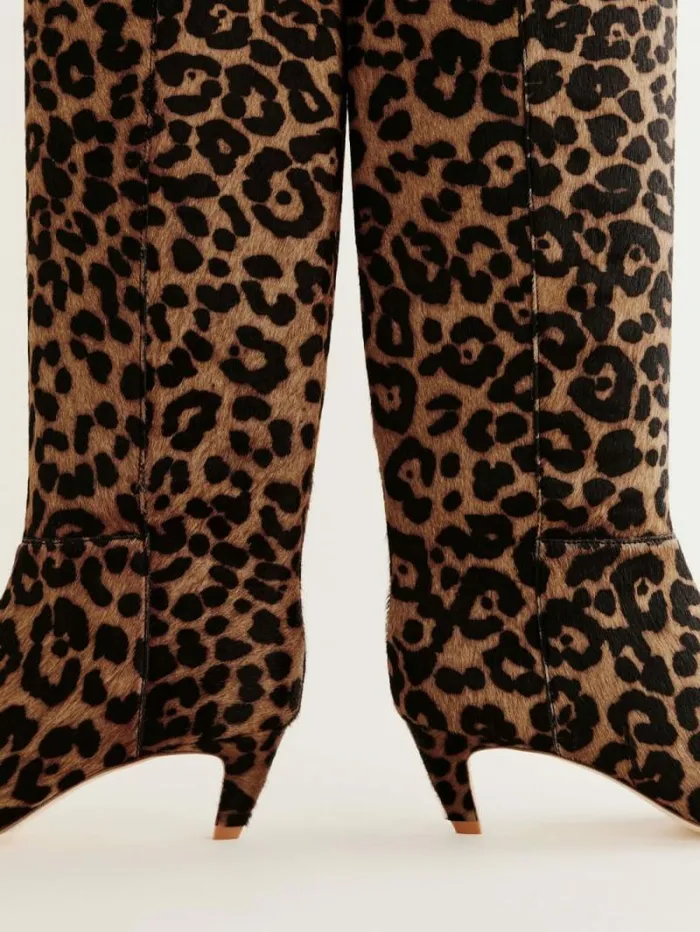 The Reformation Remy Knee Boot Leopard Haircalf 8211 Shoes