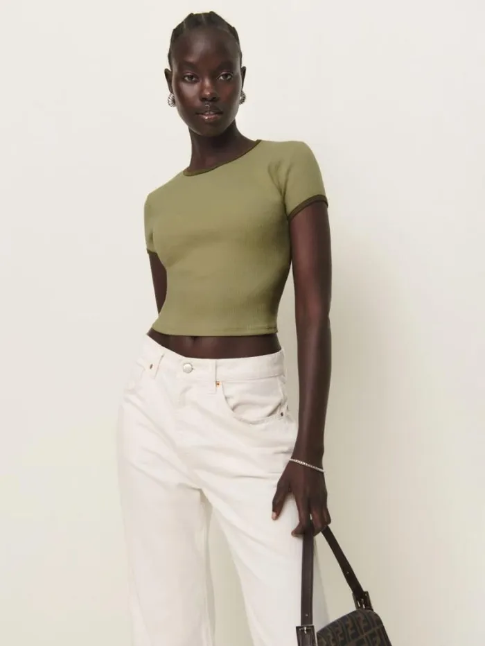 The Reformation Ringer Muse Tee Olive Oil 8211 Clothing