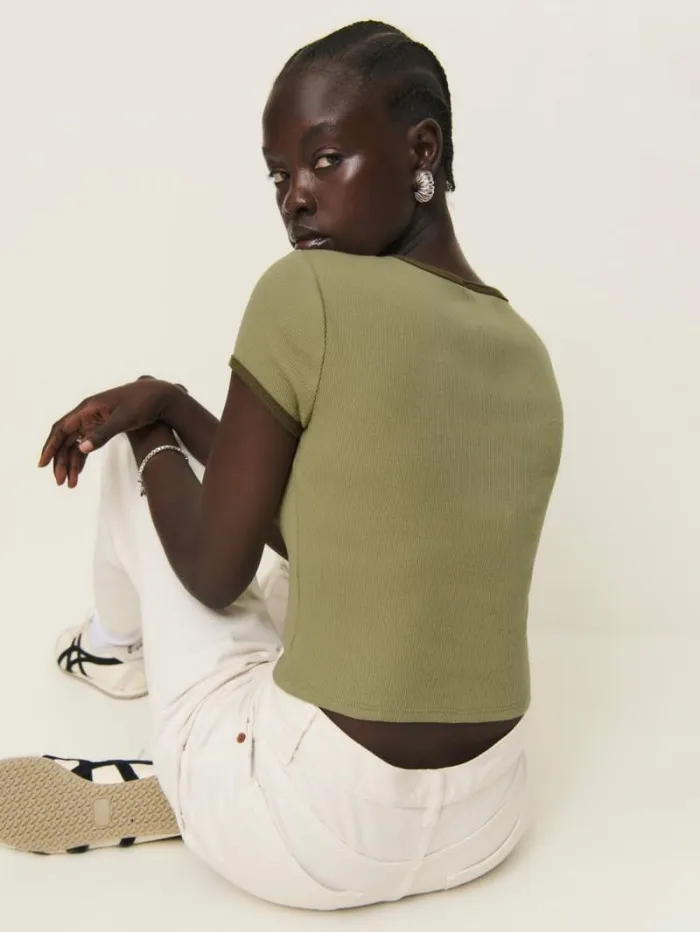 The Reformation Ringer Muse Tee Olive Oil 8211 Clothing