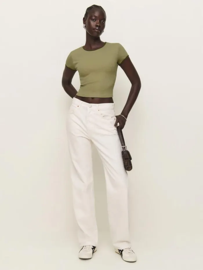 The Reformation Ringer Muse Tee Olive Oil 8211 Clothing