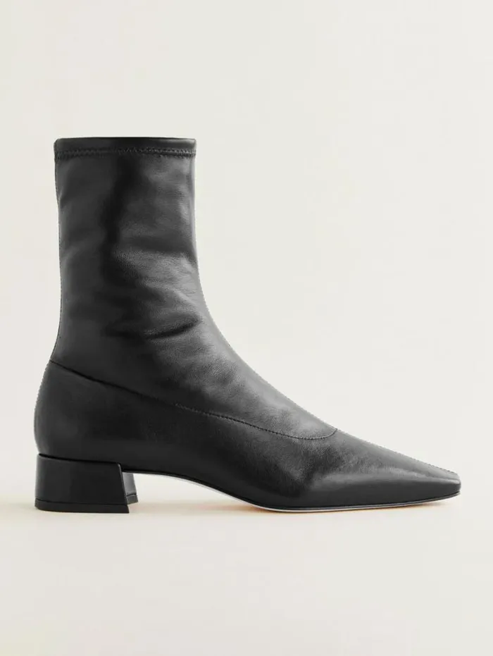 The Reformation Rosina Ankle Boot Black Stretch Leather 8211 Shoes