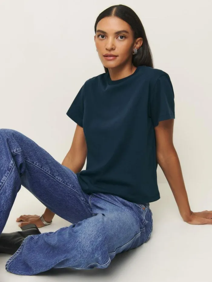 The Reformation Rowan Crew Tee Midnight 8211 Clothing