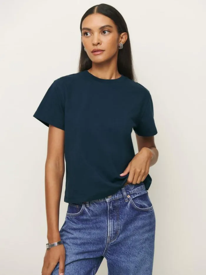 The Reformation Rowan Crew Tee Midnight 8211 Clothing