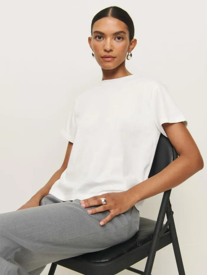 The Reformation Rowan Crew Tee White 8211 Clothing
