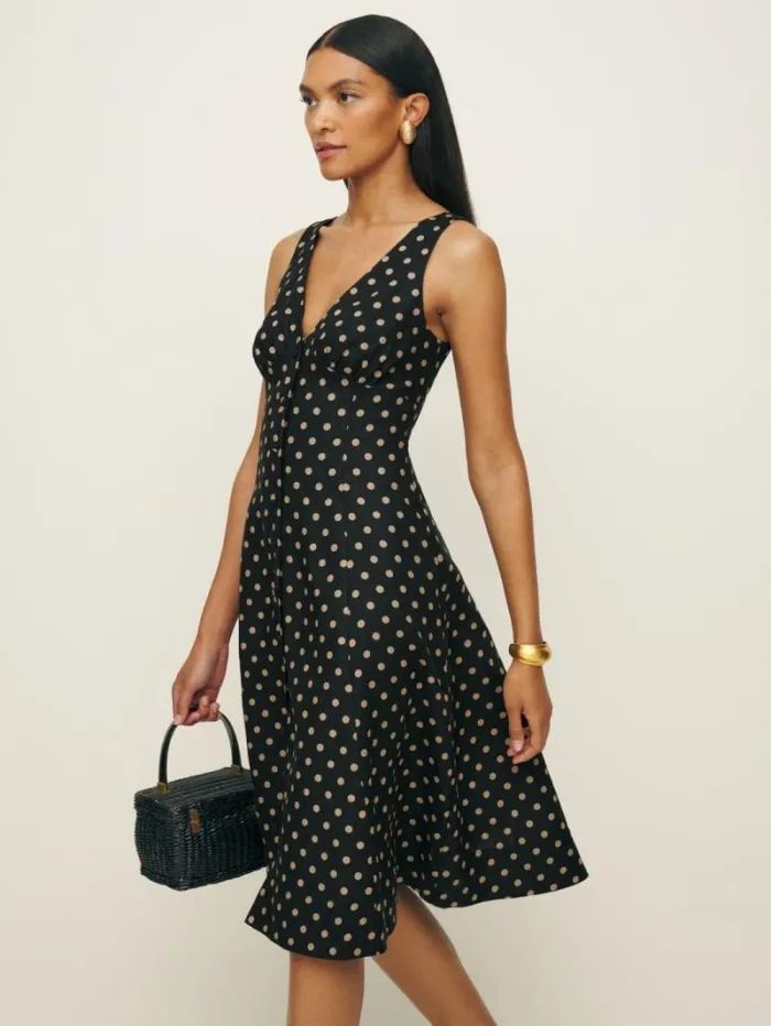 The Reformation Sebastien Linen Dress Ritz Dot 8211 Clothing