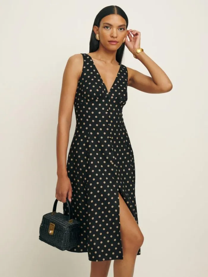 The Reformation Sebastien Linen Dress Ritz Dot 8211 Clothing
